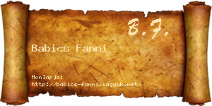 Babics Fanni névjegykártya
