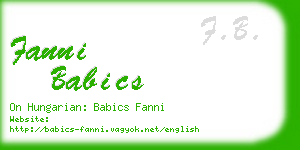 fanni babics business card